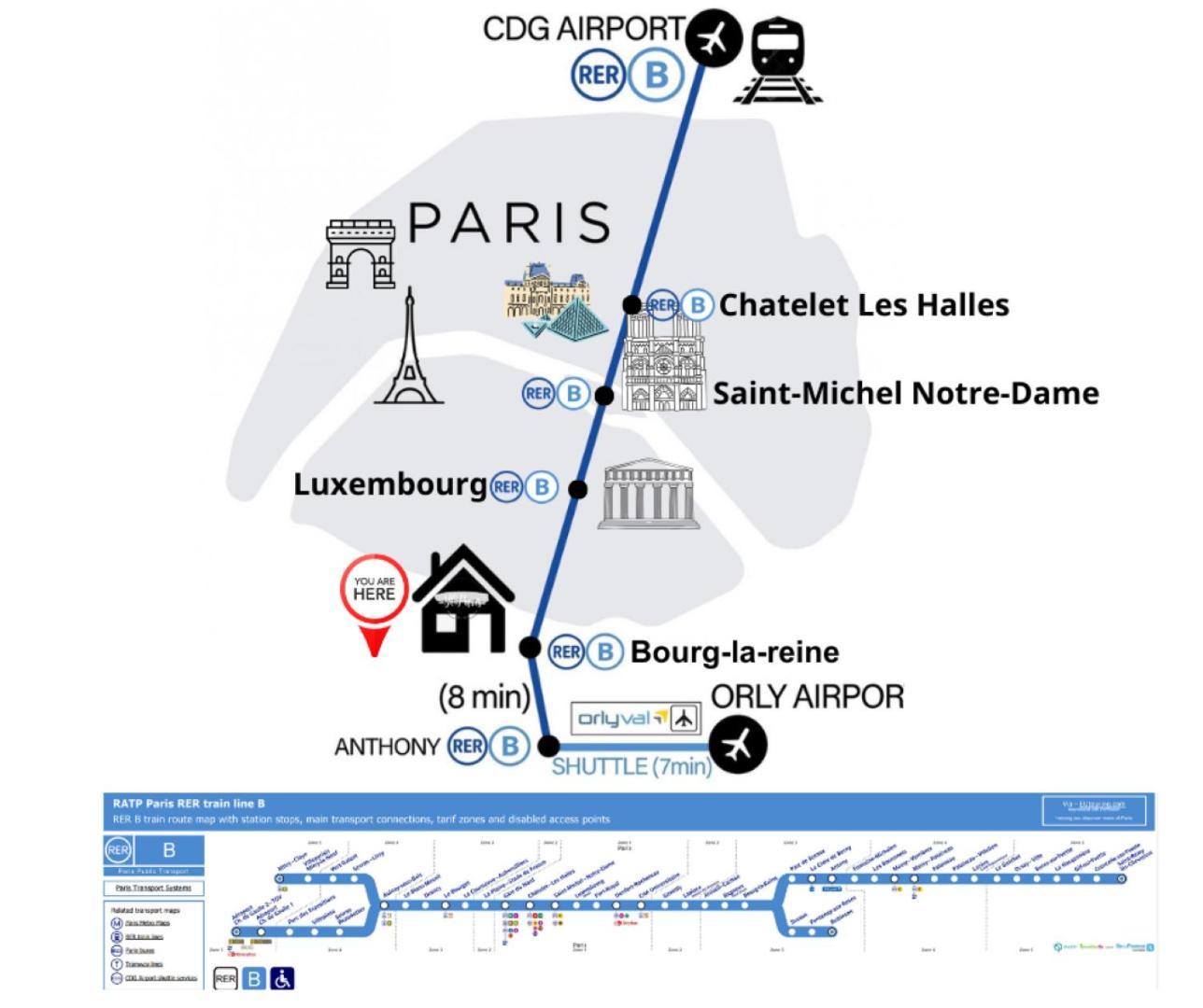 Entire 60M2 Apartment - Close To Paris - Parking - Kitchen - 2Min Rerb - Olympic'24 Bourg-la-Reine Esterno foto